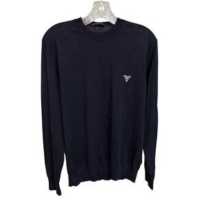 Prada Mens Black Virgin Wool Crewneck Sweater Size 48
